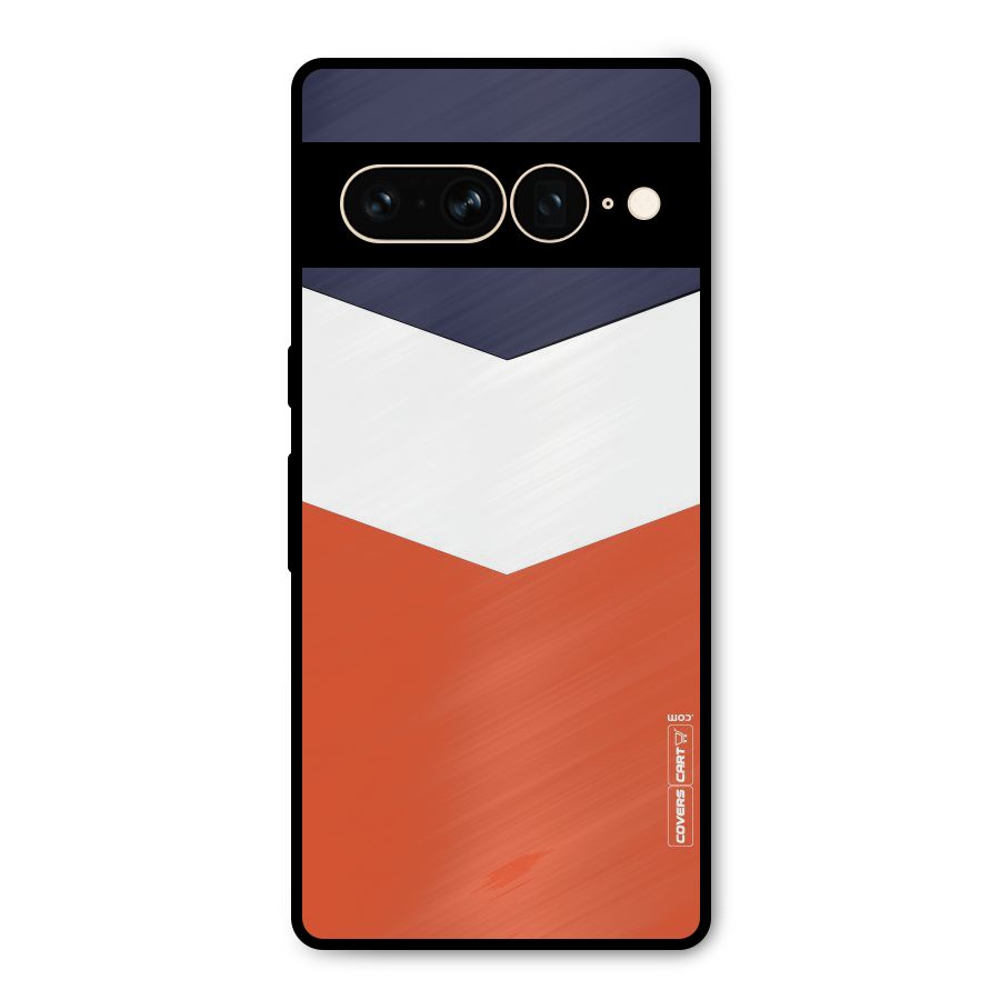 Navy Blue White Orange Arrow Metal Back Case for Google Pixel 7 Pro