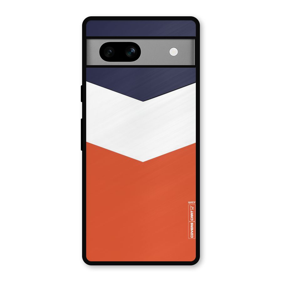 Navy Blue White Orange Arrow Metal Back Case for Google Pixel 7a