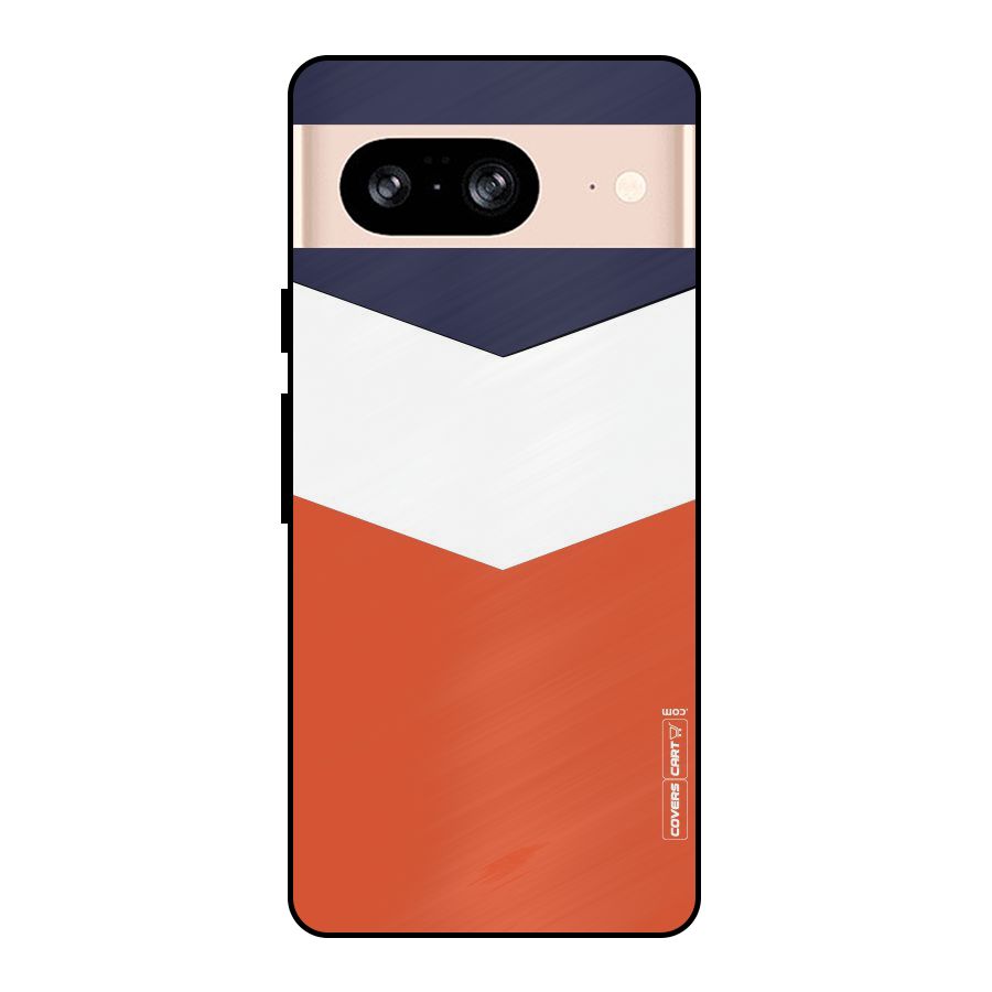 Navy Blue White Orange Arrow Metal Back Case for Google Pixel 8