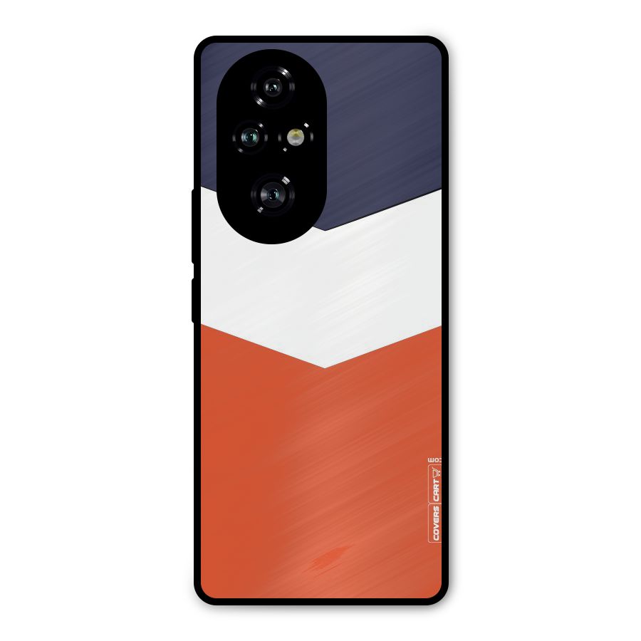 Navy Blue White Orange Arrow Metal Back Case for Honor 200 Pro