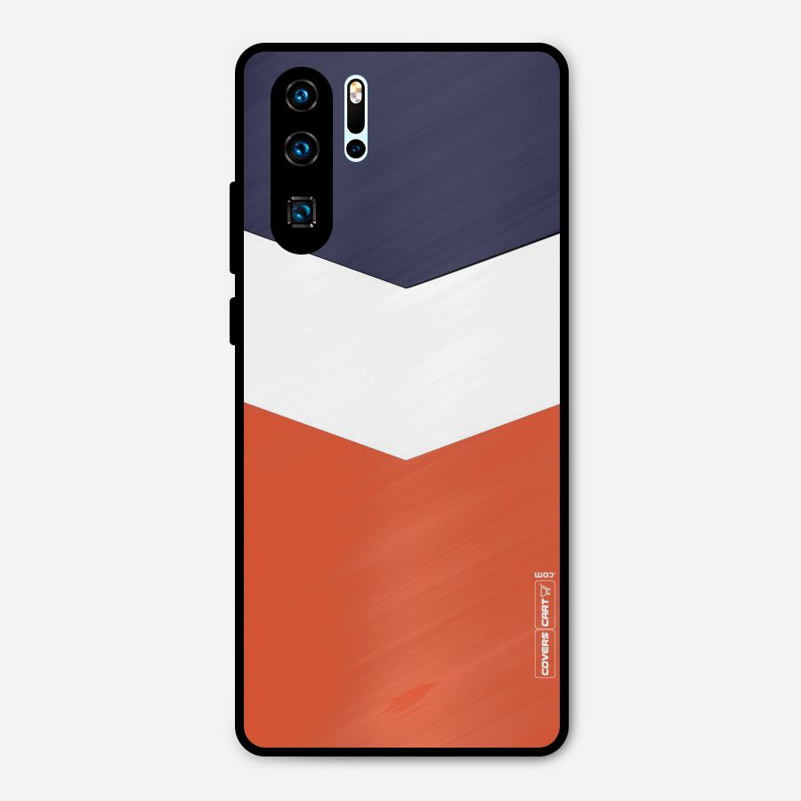 Navy Blue White Orange Arrow Metal Back Case for Huawei P30 Pro