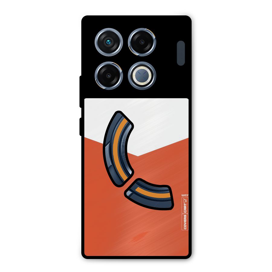 Navy Blue White Orange Arrow Metal Back Case for Infinix GT 20 Pro