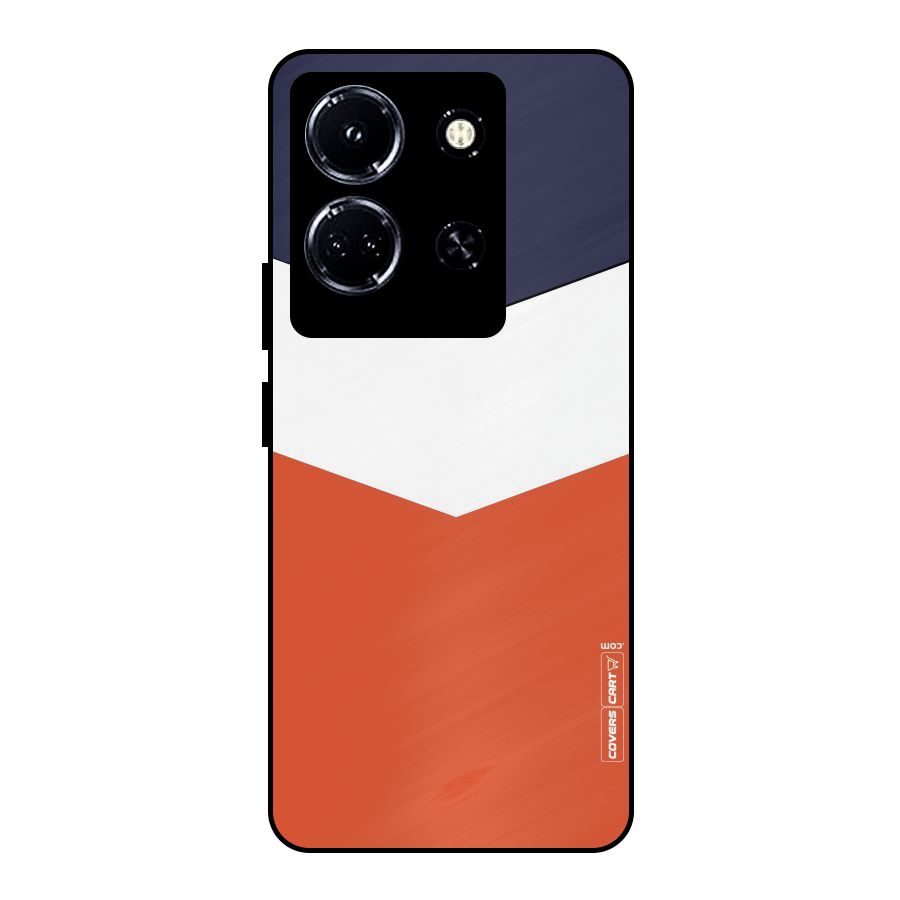 Navy Blue White Orange Arrow Metal Back Case for Infinix Note 30 5G