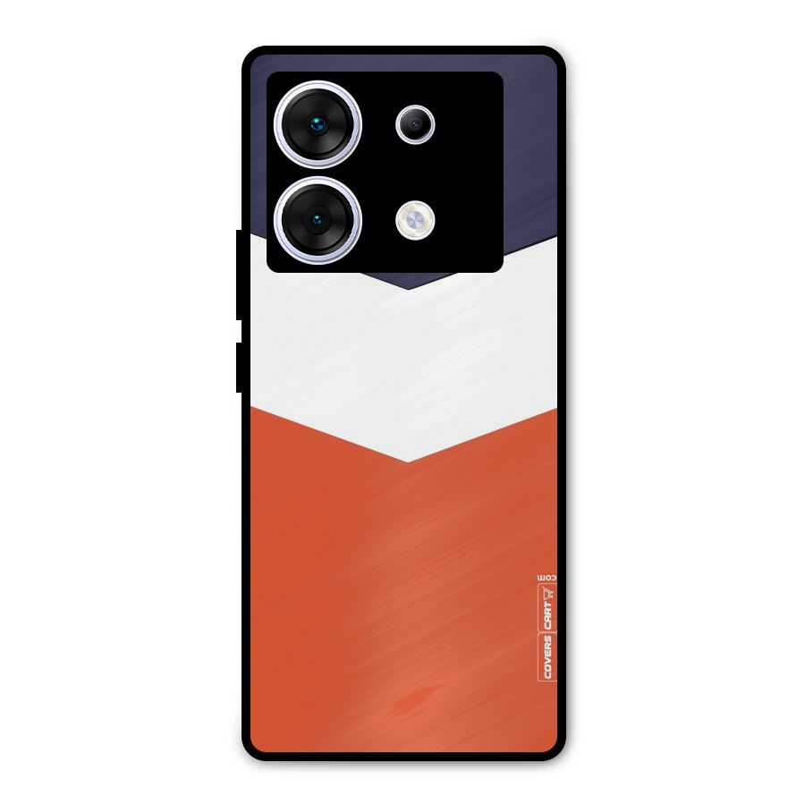 Navy Blue White Orange Arrow Metal Back Case for Infinix Zero 30 5G