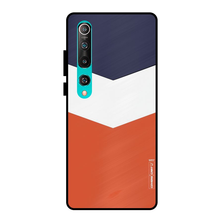 Navy Blue White Orange Arrow Metal Back Case for Mi 10