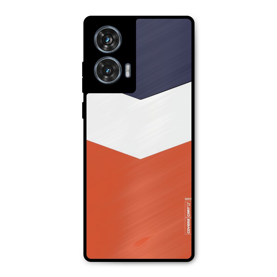 Navy Blue White Orange Arrow Metal Back Case for Motorola Edge 50 Fusion