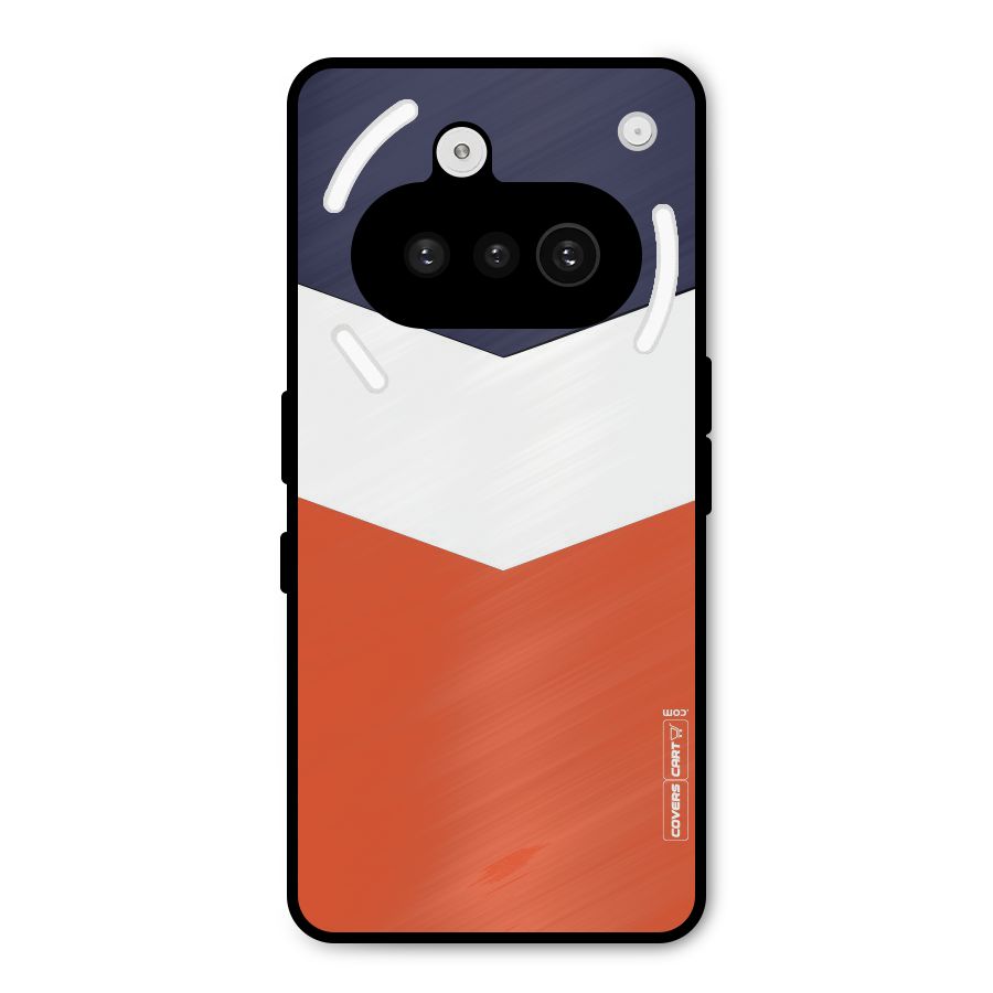 Navy Blue White Orange Arrow Metal Back Case for Nothing Phone 3a