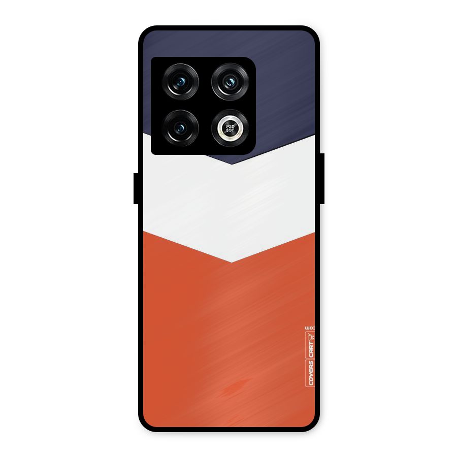 Navy Blue White Orange Arrow Metal Back Case for OnePlus 10 Pro 5G