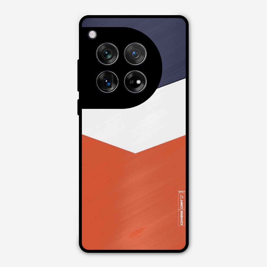 Navy Blue White Orange Arrow Metal Back Case for OnePlus 12