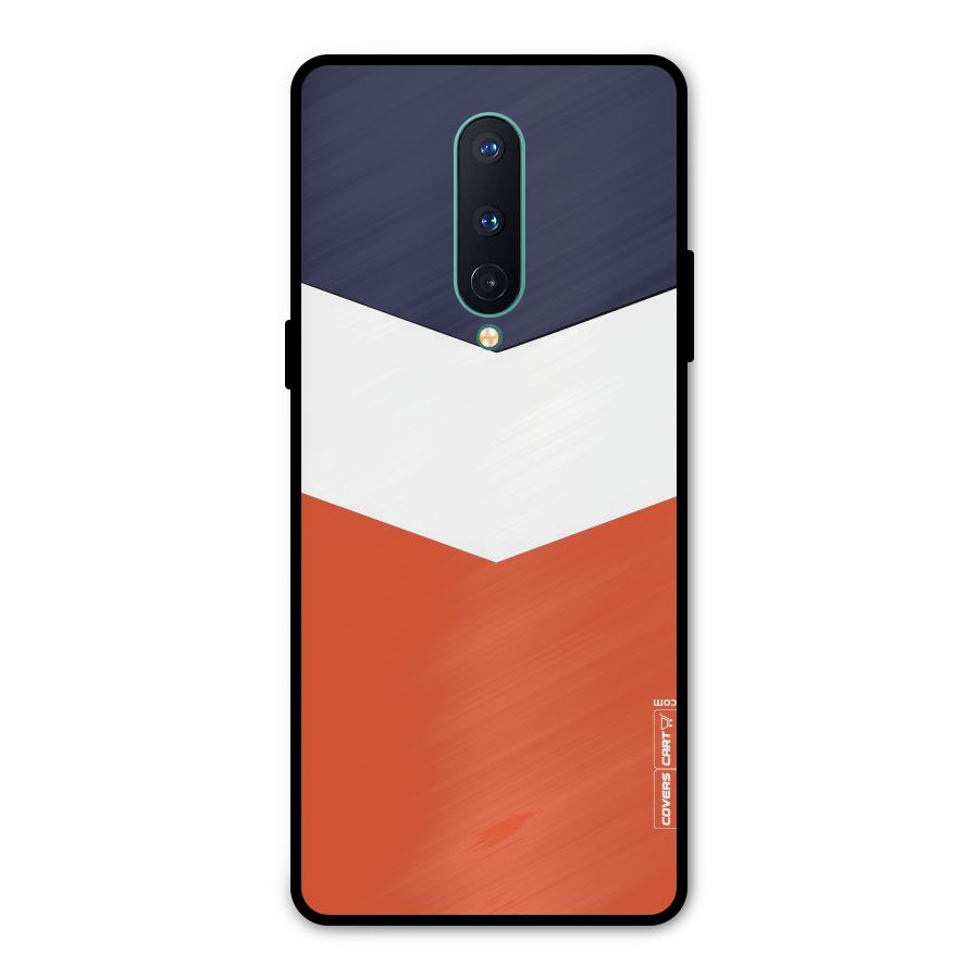 Navy Blue White Orange Arrow Metal Back Case for OnePlus 8