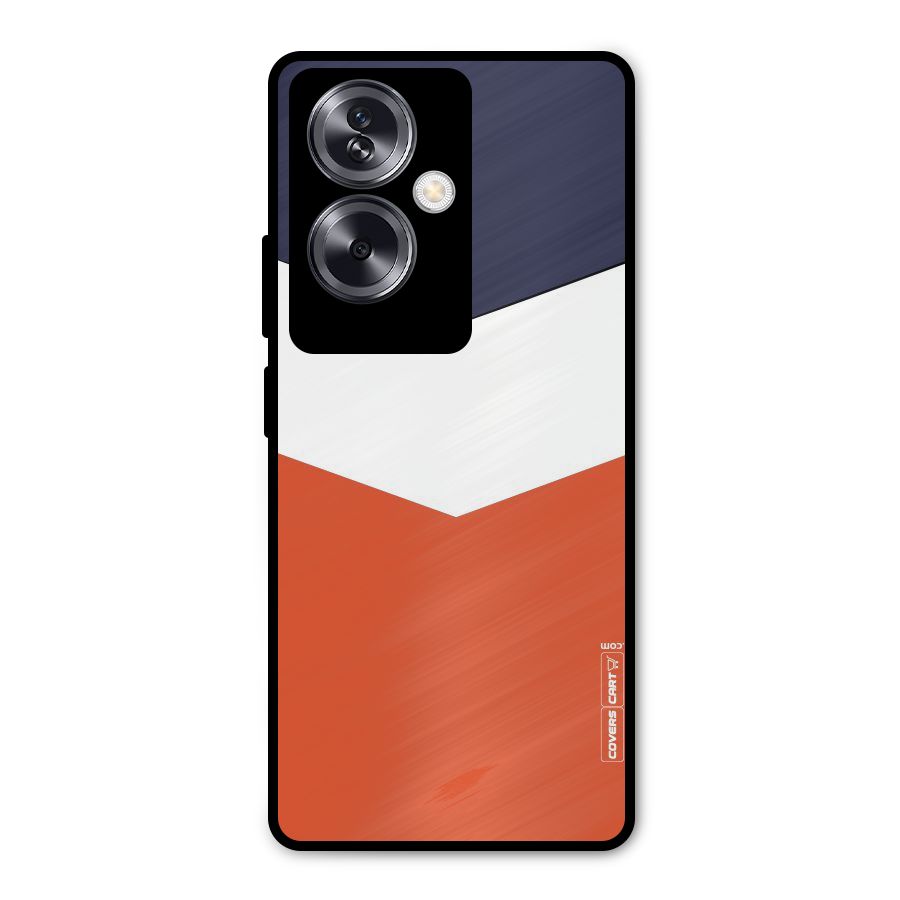 Navy Blue White Orange Arrow Metal Back Case for Oppo A79 5G