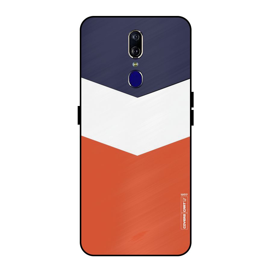 Navy Blue White Orange Arrow Metal Back Case for Oppo F11
