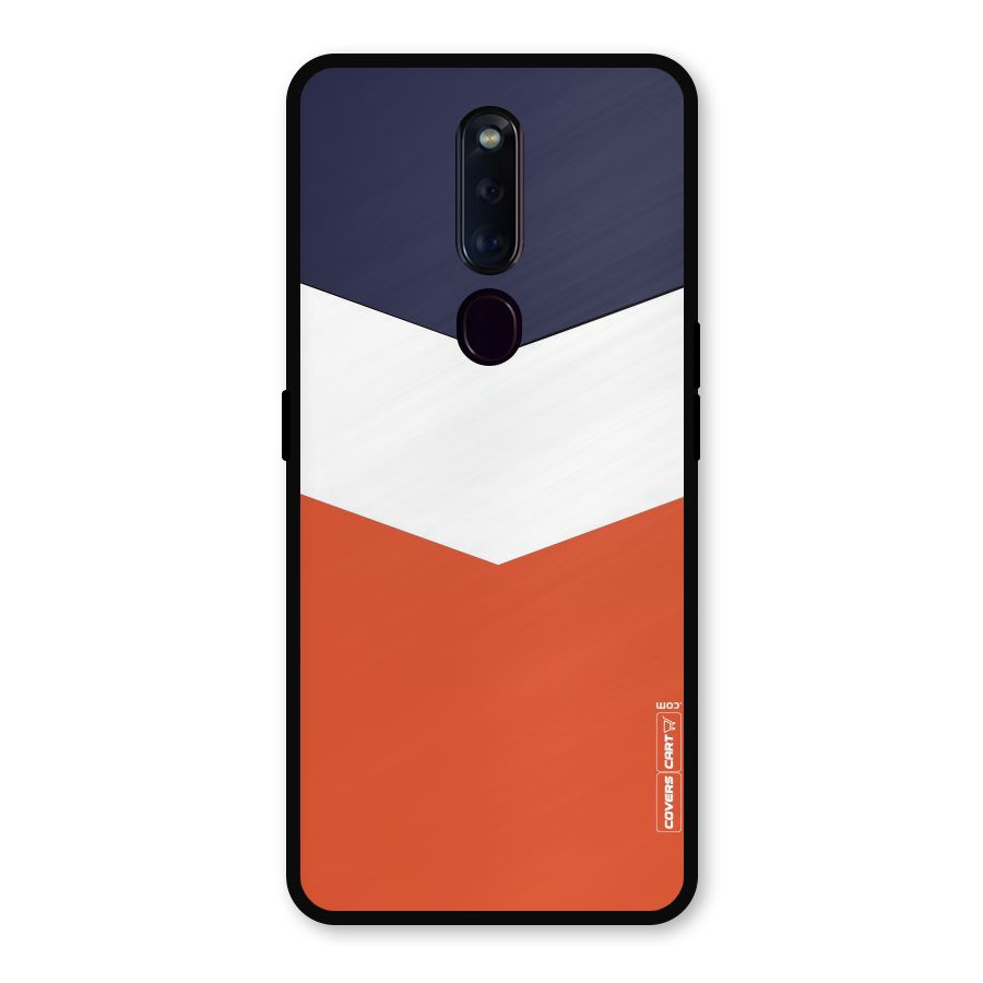 Navy Blue White Orange Arrow Metal Back Case for Oppo F11 Pro