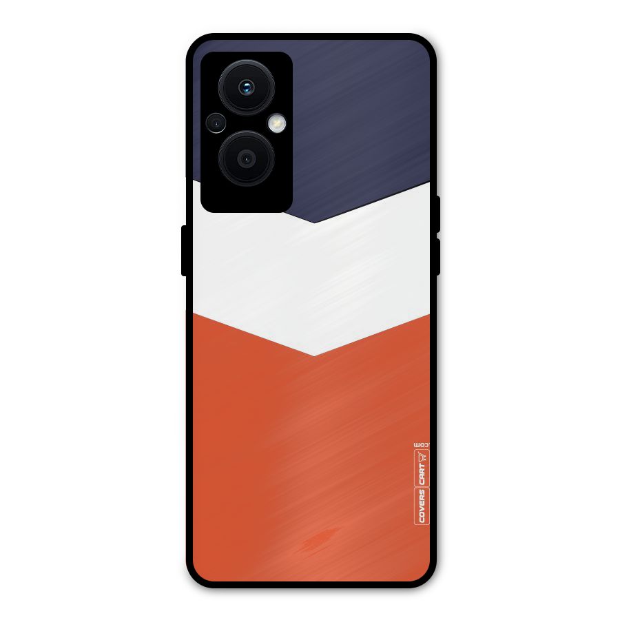 Navy Blue White Orange Arrow Metal Back Case for Oppo F21s Pro 5G