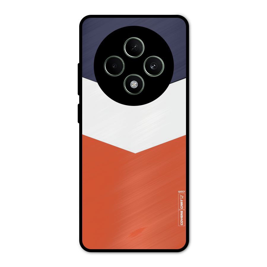 Navy Blue White Orange Arrow Metal Back Case for Oppo F27