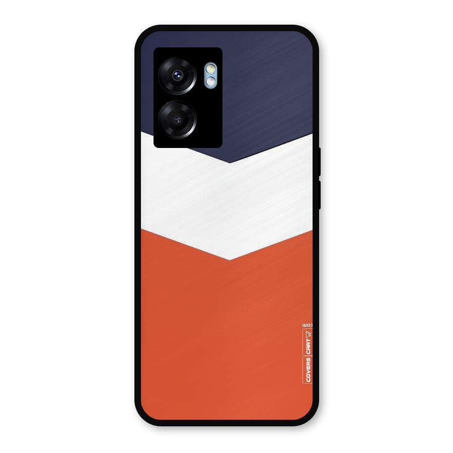 Navy Blue White Orange Arrow Metal Back Case for Oppo K10 (5G)