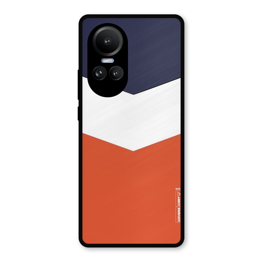 Navy Blue White Orange Arrow Metal Back Case for Oppo Reno10
