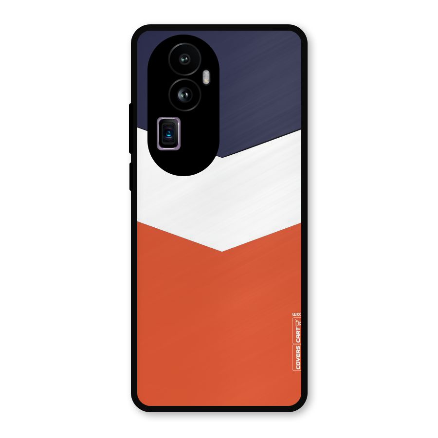 Navy Blue White Orange Arrow Metal Back Case for Oppo Reno10 Pro Plus