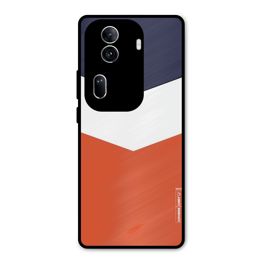 Navy Blue White Orange Arrow Metal Back Case for Oppo Reno11 Pro 5G