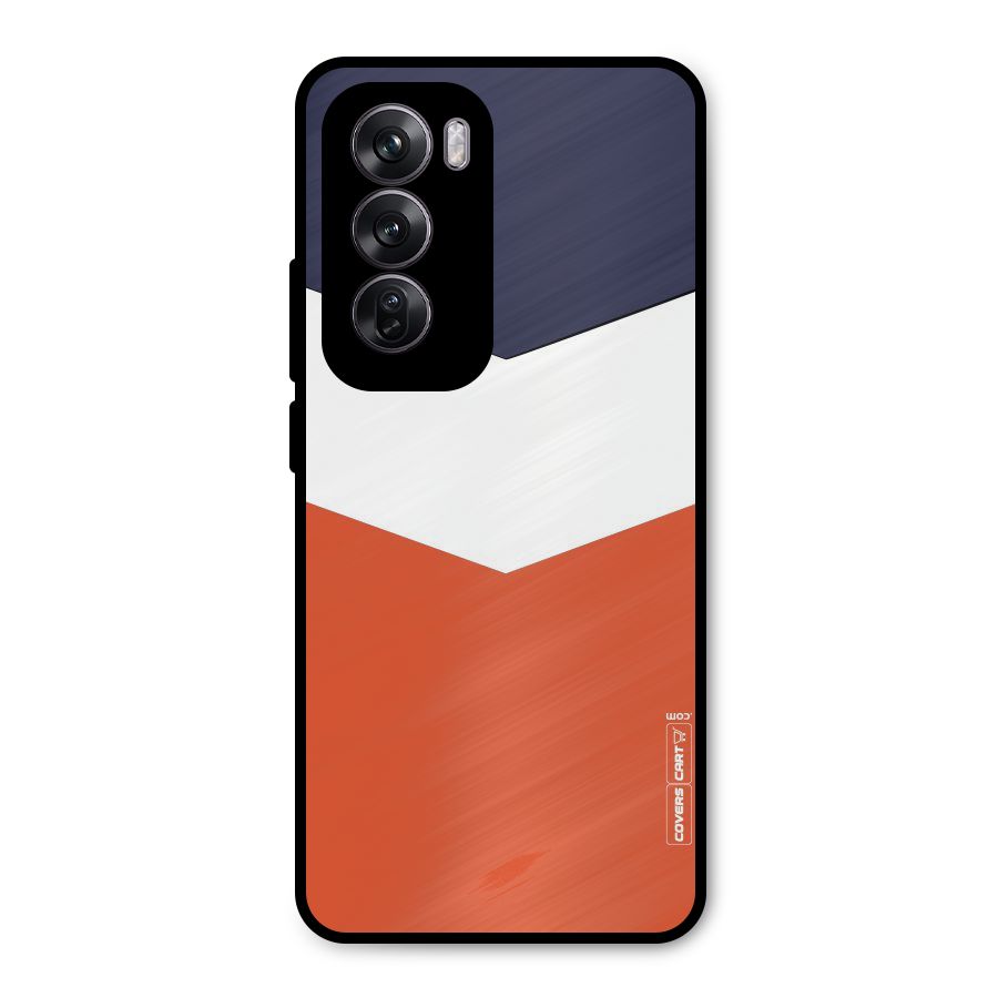Navy Blue White Orange Arrow Metal Back Case for Oppo Reno12 Pro
