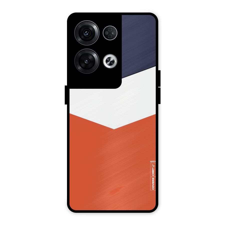 Navy Blue White Orange Arrow Metal Back Case for Oppo Reno8 Pro 5G