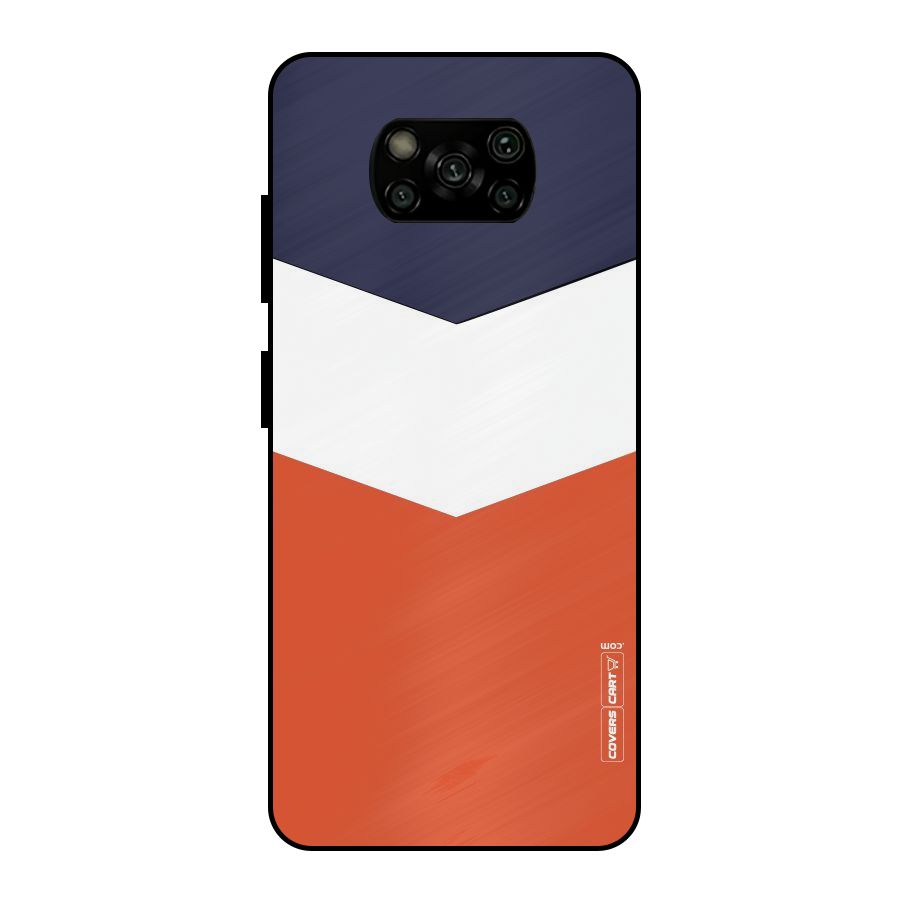 Navy Blue White Orange Arrow Metal Back Case for Poco X3