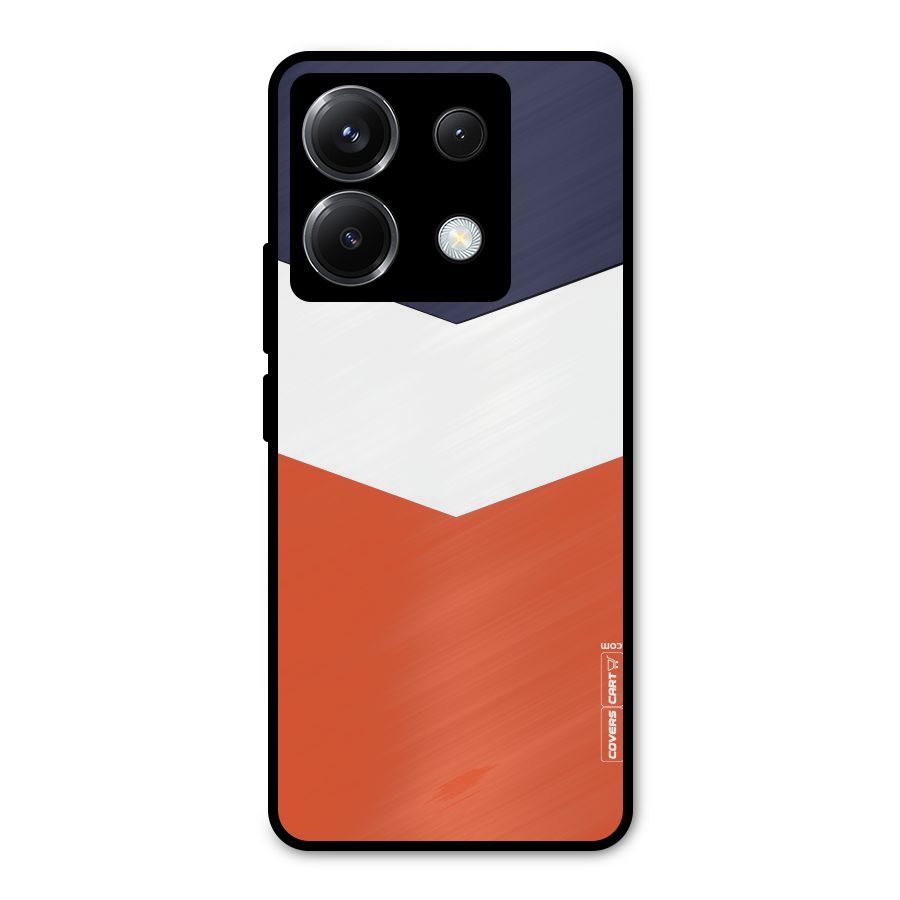 Navy Blue White Orange Arrow Metal Back Case for Poco X6