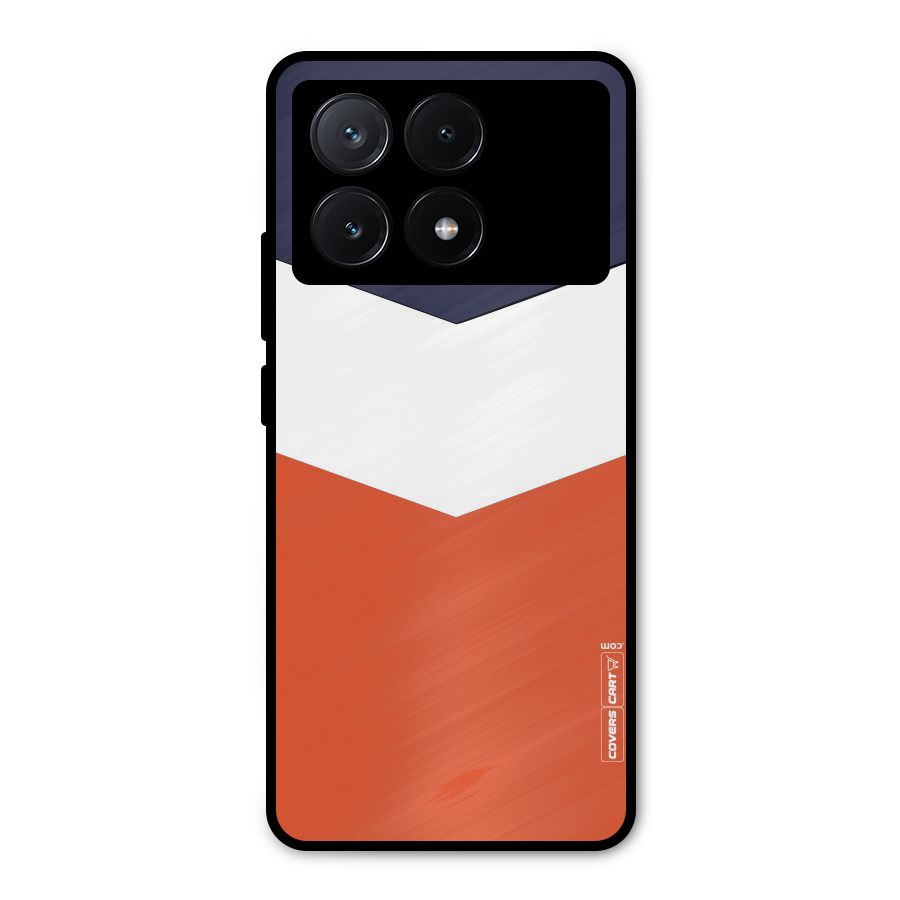 Navy Blue White Orange Arrow Metal Back Case for Poco X6 Pro