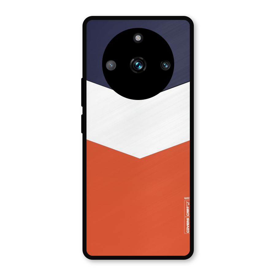 Navy Blue White Orange Arrow Metal Back Case for Realme 11 Pro Plus
