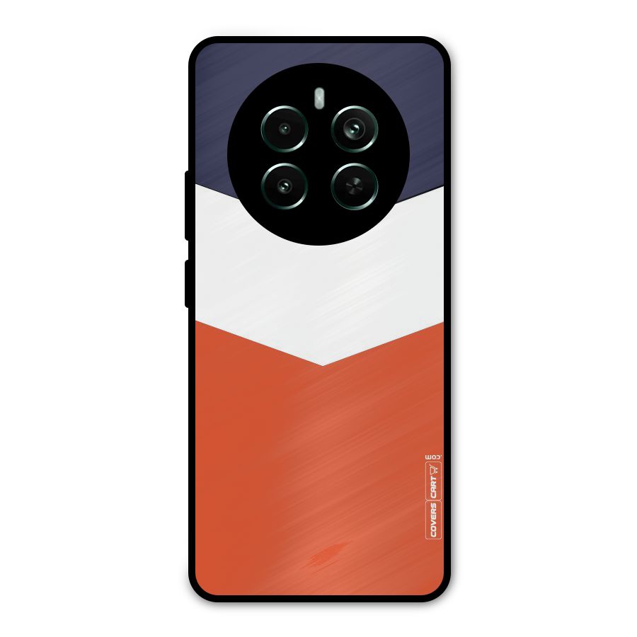 Navy Blue White Orange Arrow Metal Back Case for Realme 12 Pro Plus
