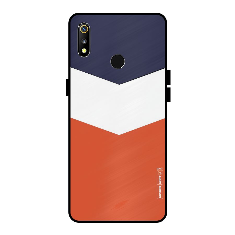 Navy Blue White Orange Arrow Metal Back Case for Realme 3i