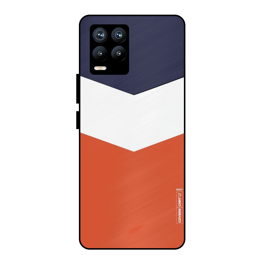 Navy Blue White Orange Arrow Metal Back Case for Realme 8 Pro