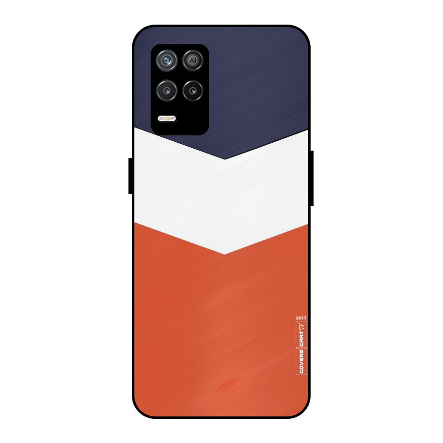 Navy Blue White Orange Arrow Metal Back Case for Realme 9 5G