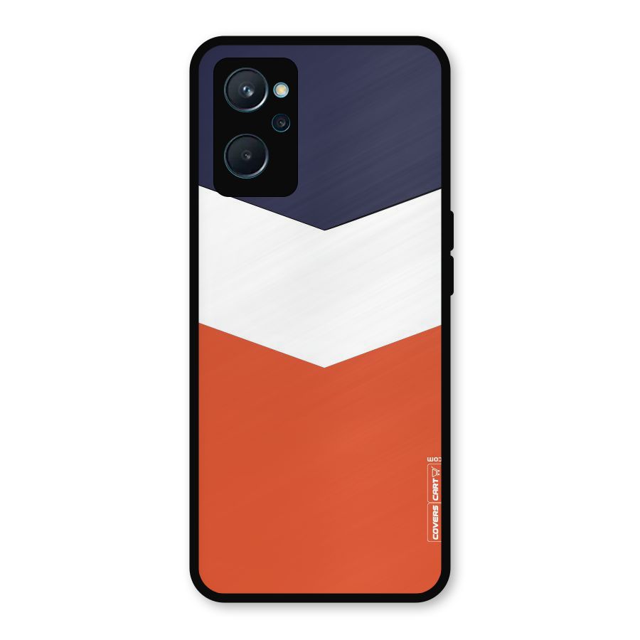 Navy Blue White Orange Arrow Metal Back Case for Realme 9i