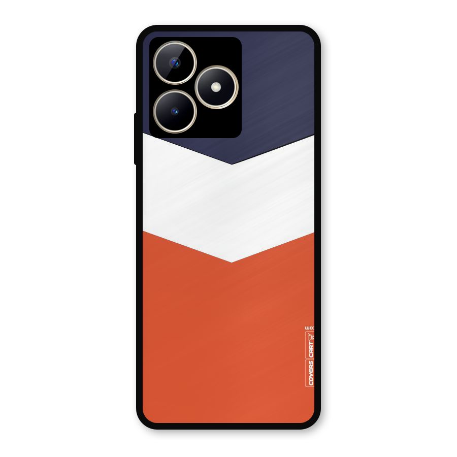 Navy Blue White Orange Arrow Metal Back Case for Realme C53