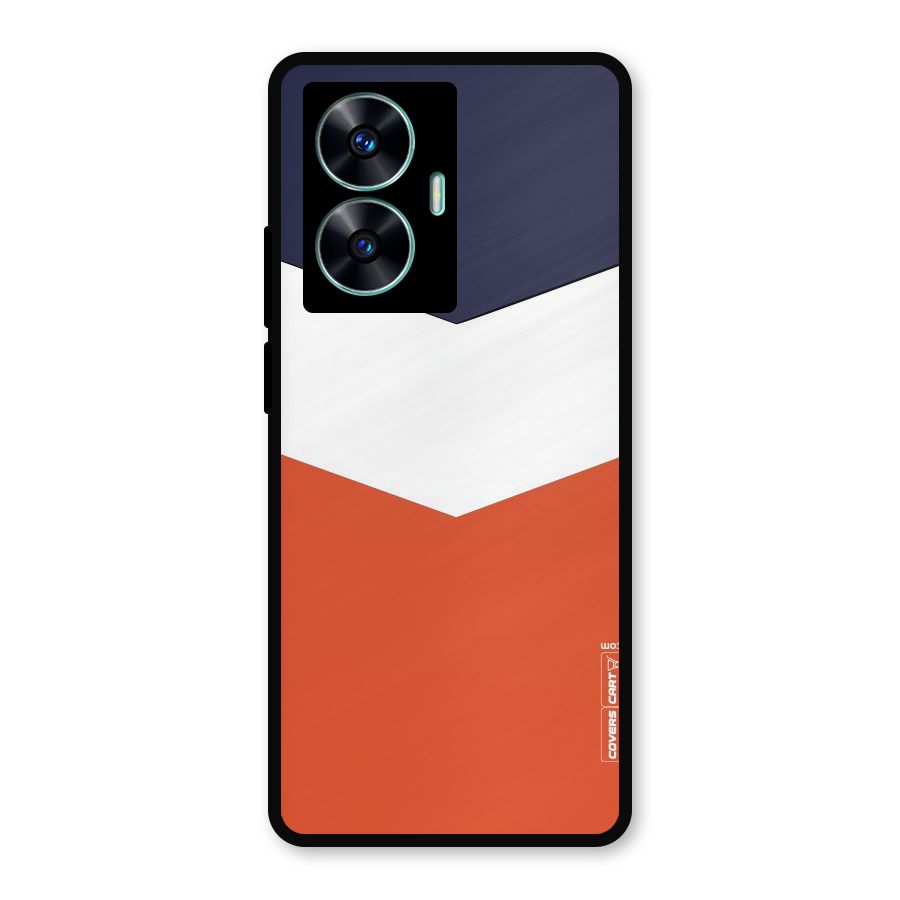 Navy Blue White Orange Arrow Metal Back Case for Realme C55