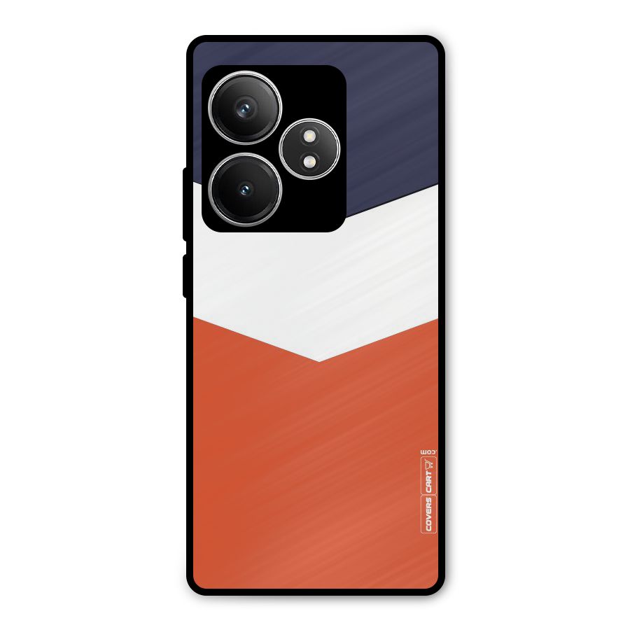 Navy Blue White Orange Arrow Metal Back Case for Realme GT 6T