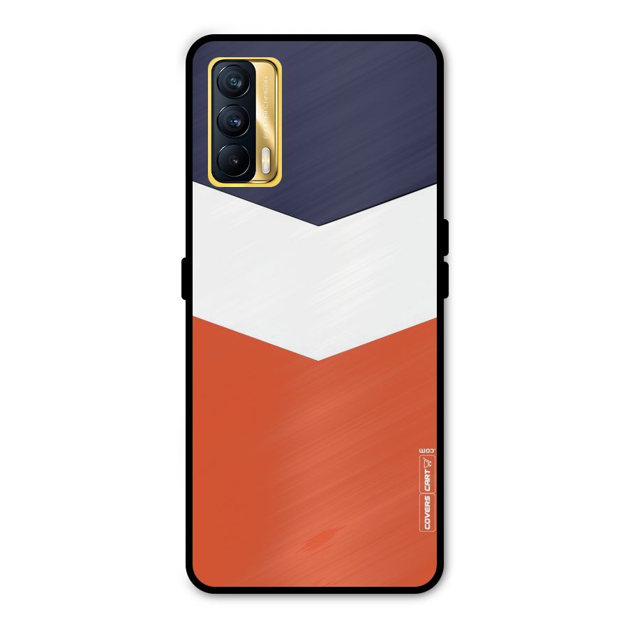 Navy Blue White Orange Arrow Metal Back Case for Realme X7