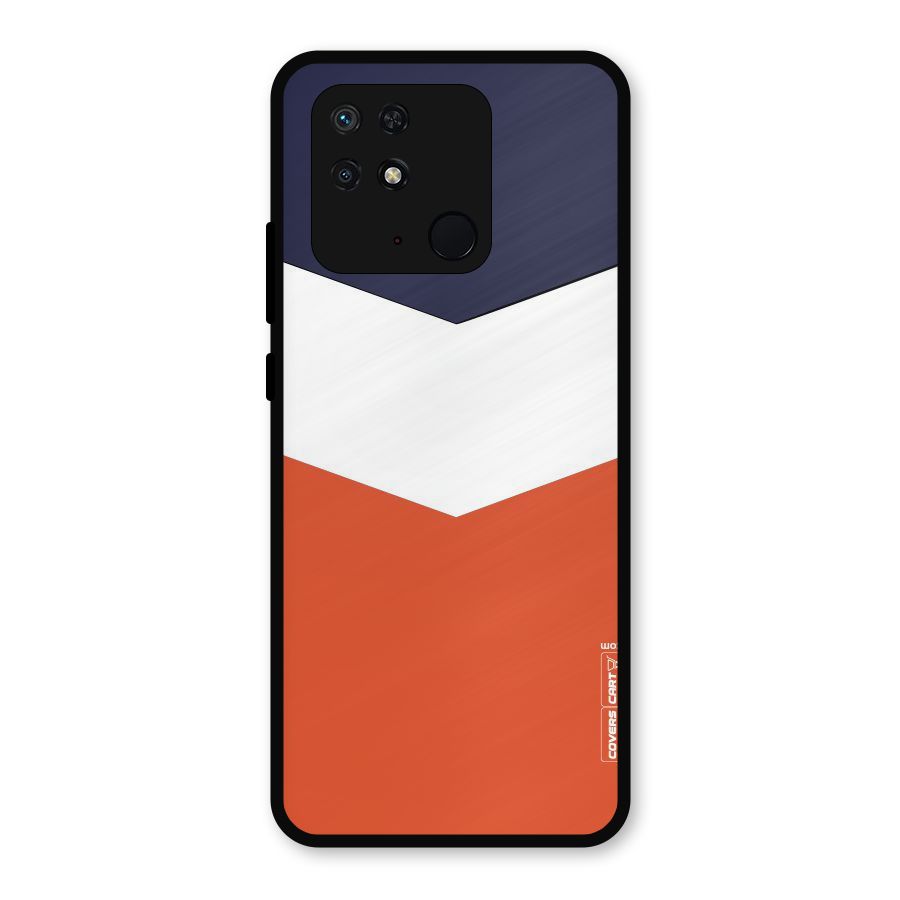 Navy Blue White Orange Arrow Metal Back Case for Redmi 10 Power