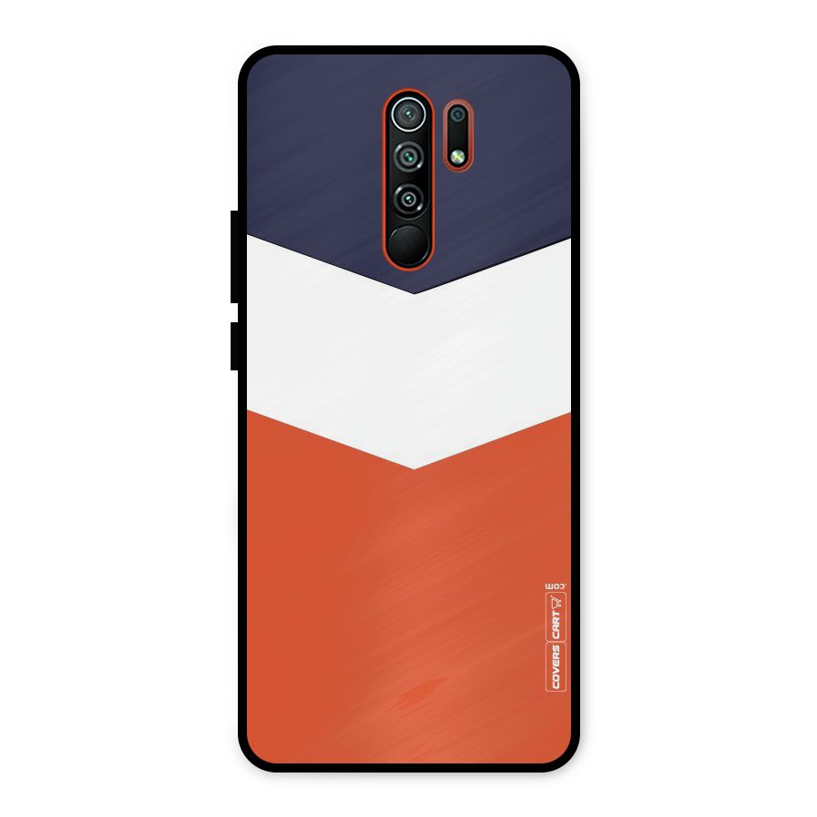 Navy Blue White Orange Arrow Metal Back Case for Redmi 9 Prime