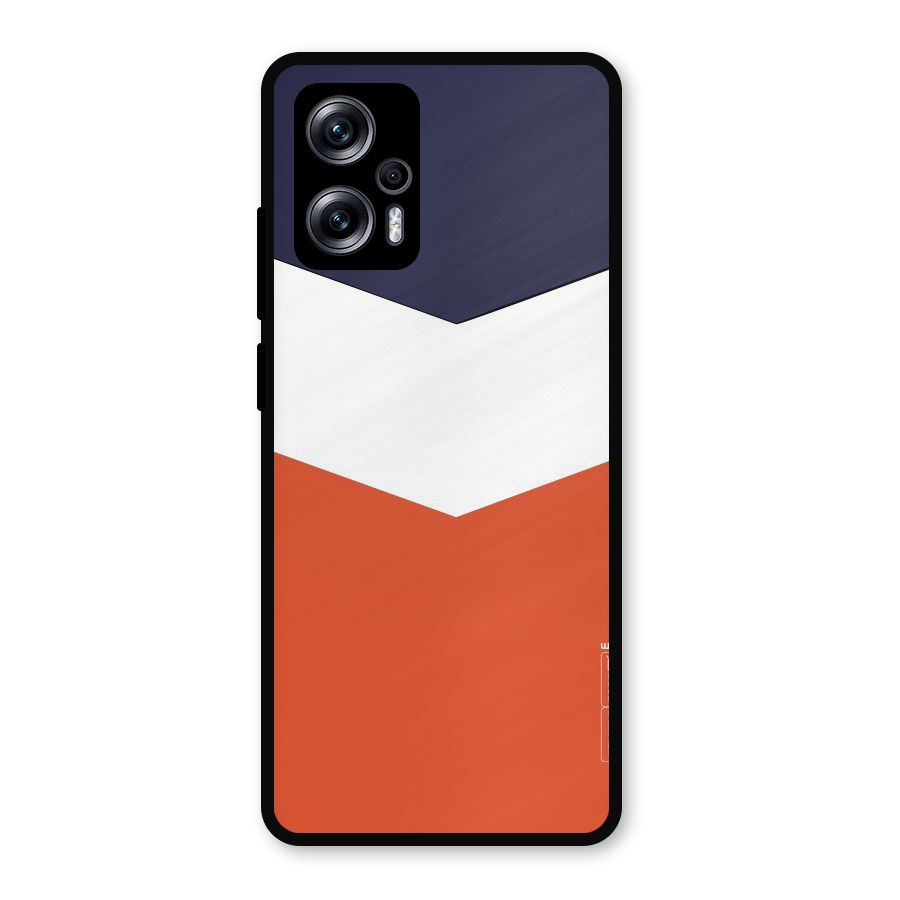 Navy Blue White Orange Arrow Metal Back Case for Redmi K50i