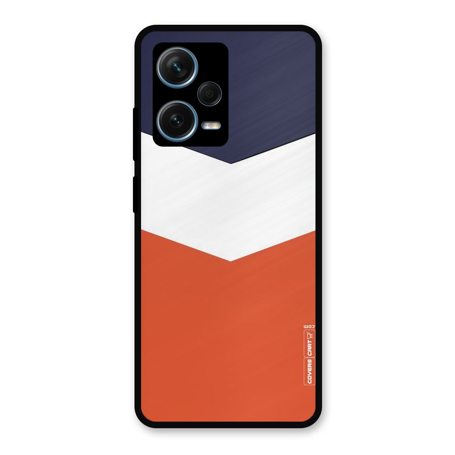 Navy Blue White Orange Arrow Metal Back Case for Redmi Note 12 Pro Plus 5G
