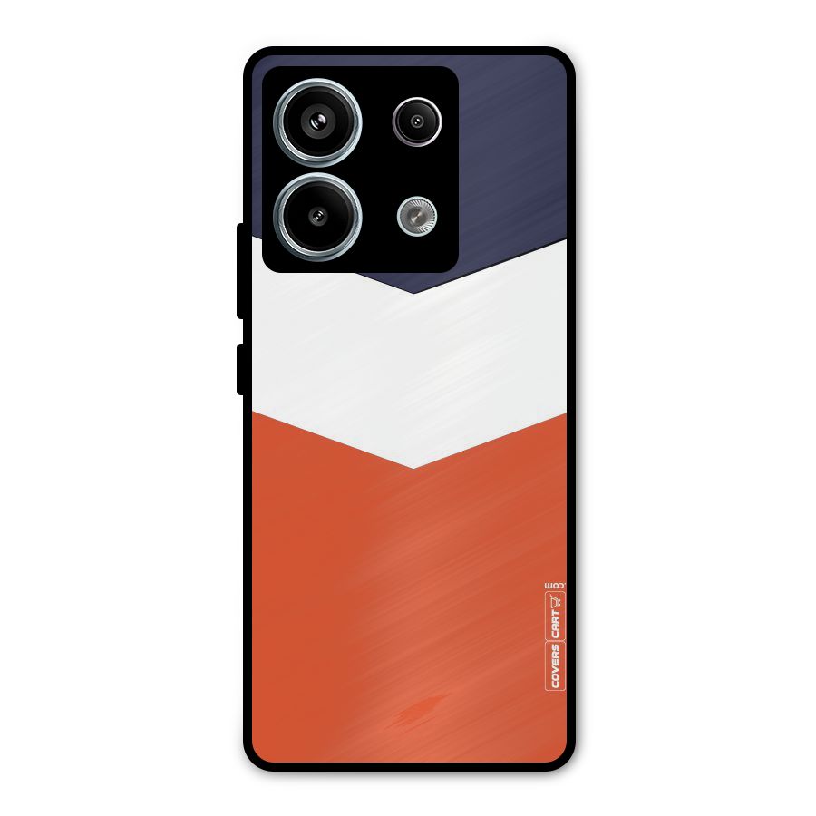 Navy Blue White Orange Arrow Metal Back Case for Redmi Note 13 Pro 5G
