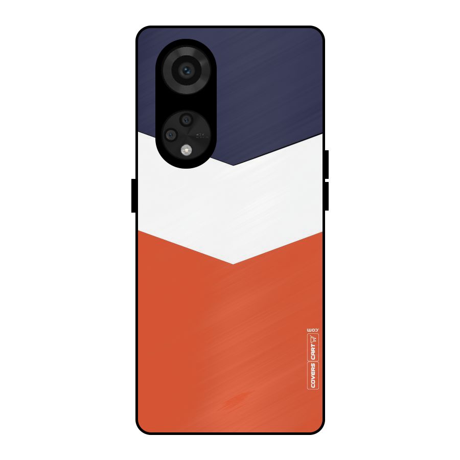 Navy Blue White Orange Arrow Metal Back Case for Reno8 T 5G