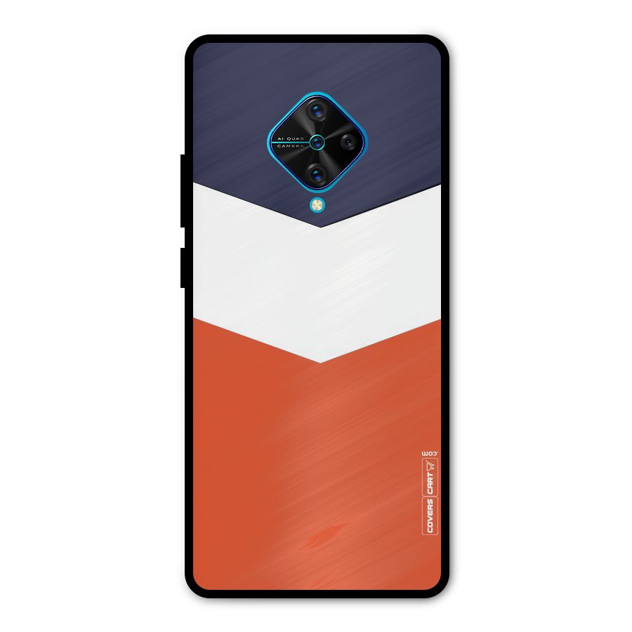Navy Blue White Orange Arrow Metal Back Case for Vivo S1 Pro