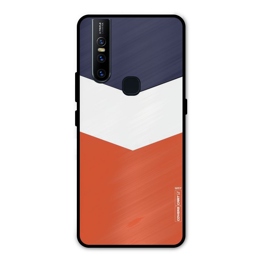 Navy Blue White Orange Arrow Metal Back Case for Vivo V15