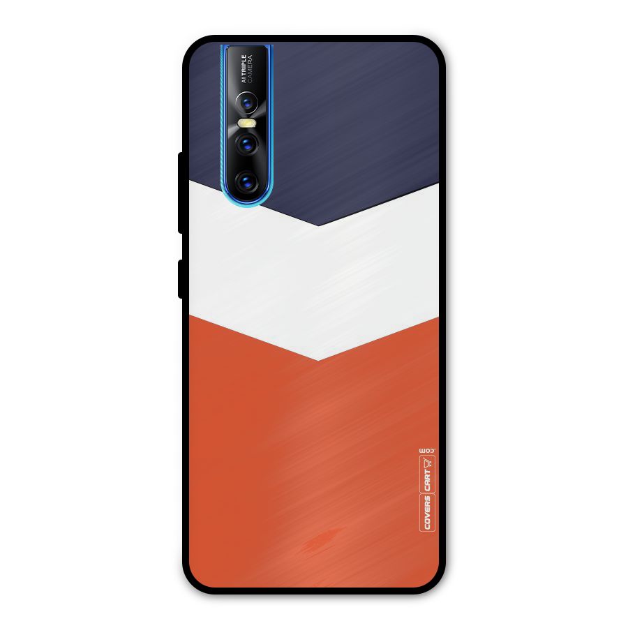 Navy Blue White Orange Arrow Metal Back Case for Vivo V15 Pro