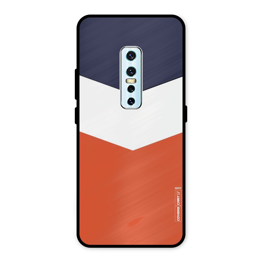 Navy Blue White Orange Arrow Metal Back Case for Vivo V17 Pro