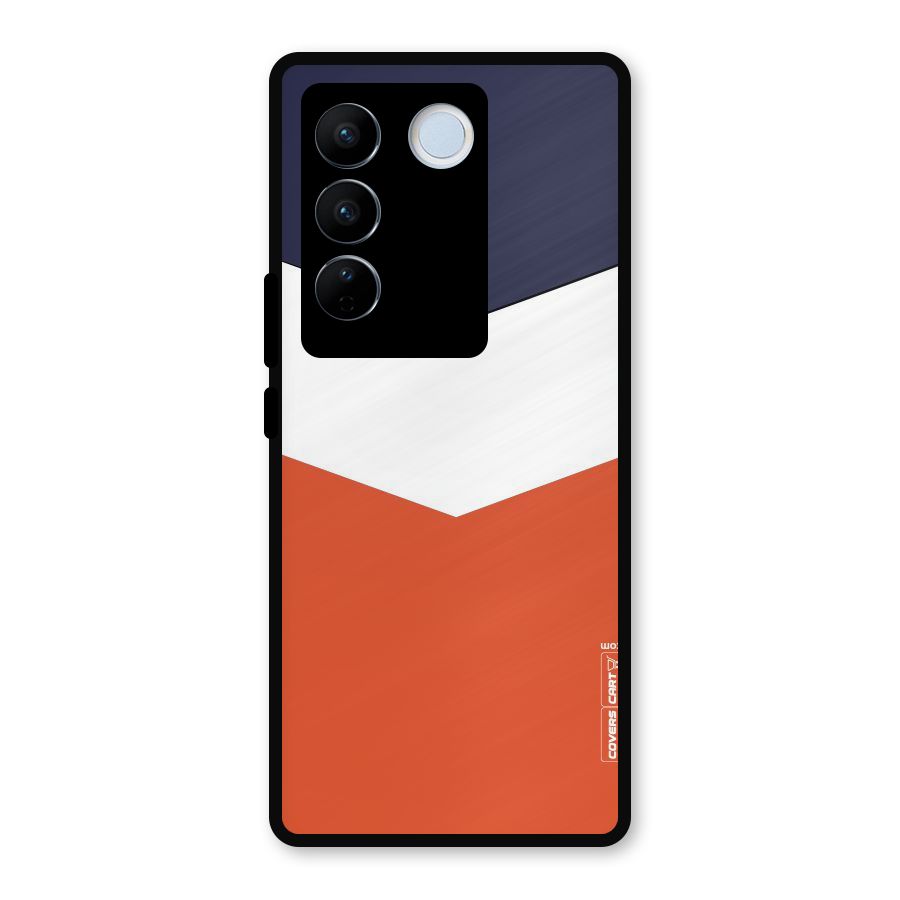 Navy Blue White Orange Arrow Metal Back Case for Vivo V27