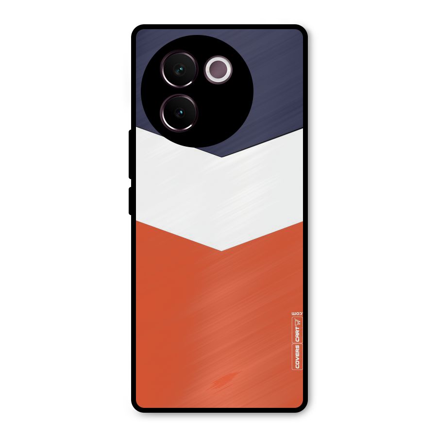Navy Blue White Orange Arrow Metal Back Case for Vivo V30e